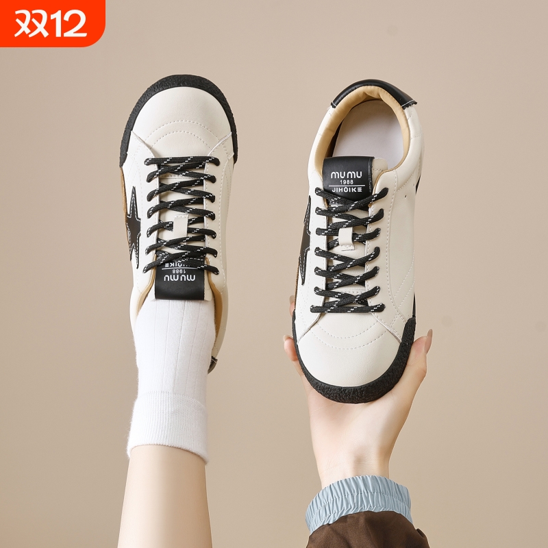 欧洲站2025夏款星星休闲板鞋女厚底真皮时尚百搭透气德训鞋欧货潮