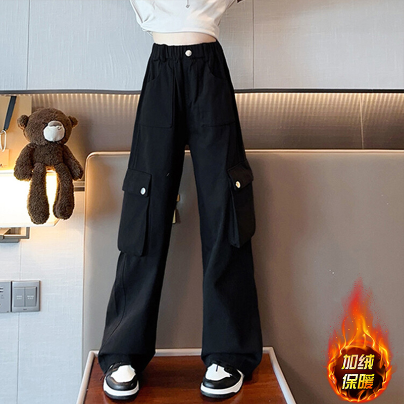 女童加绒工装运动裤中大童款