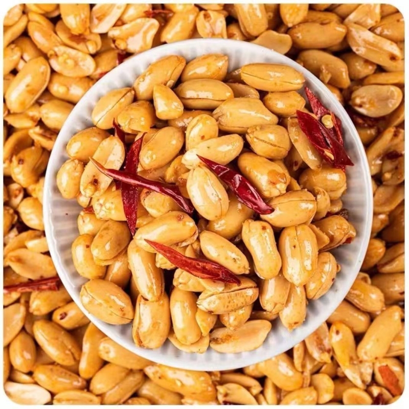 油炸麻辣椒盐花生米山东去皮熟花生仁下酒菜坚果零食香辣好吃散装