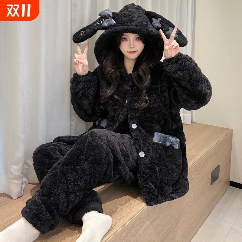 秋冬季珊瑚绒加厚长袖女士家居服