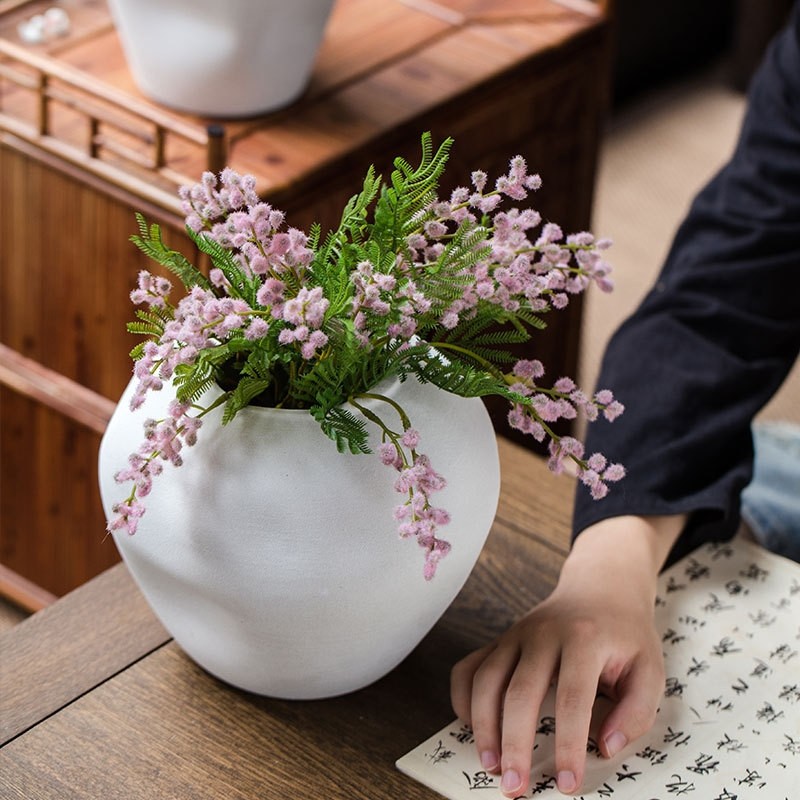 创意现代简约侘寂风家居装饰品白色陶瓷花瓶玄关酒柜电视鞋柜摆件