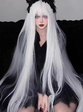 白色假发超长1米3长直发lolita全头套女130cm万用cos白毛1.3m刘海