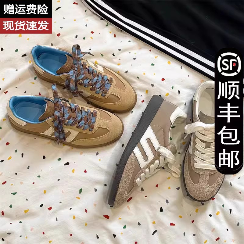 平底复古软底德训鞋女2025夏秋季拼色美式阿甘鞋板鞋运动休闲鞋子