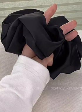 超大号缎面大肠发圈女高级感头绳发绳发饰头花扎头发头饰黑色粉色