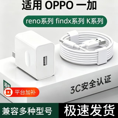 手机充电器快充适用于OPPO120W闪充头原装超级闪充数据线真我R17/Reno6/R17/A91K7xFindX2X3pro80W套装type-c