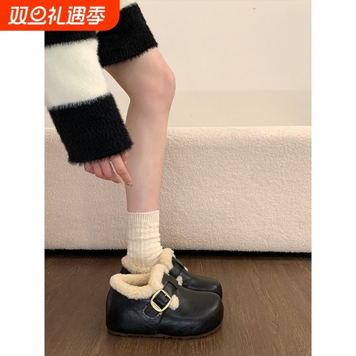 内增高厚底加绒保暖勃肯女鞋子2025新款冬季雪地靴毛毛棉鞋小皮鞋
