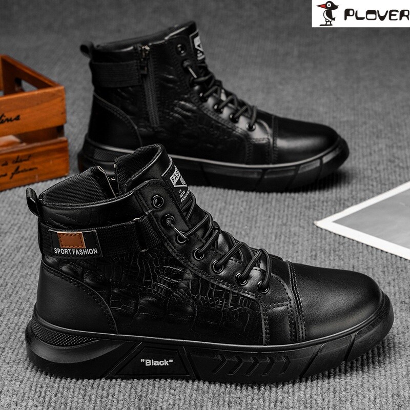 啄木鸟男鞋新款英伦马丁靴男纯色时尚潮流户外运动百搭工装鞋