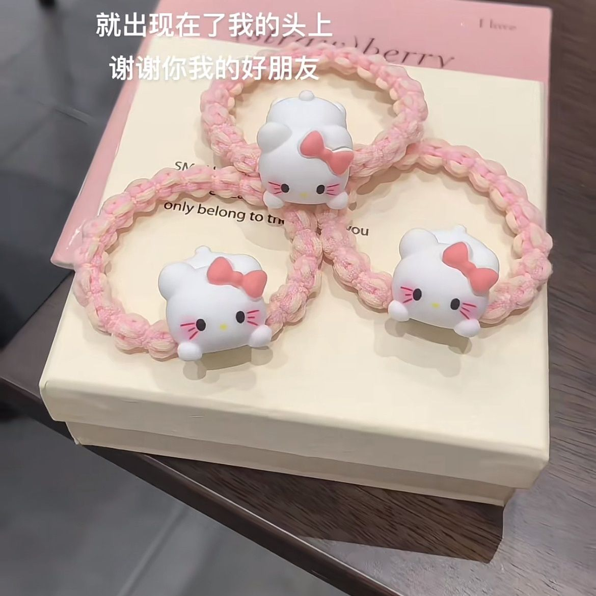超可爱趴趴猫发卡发圈ins少女发夹发绳彩色情侣皮筋闺蜜发饰头饰