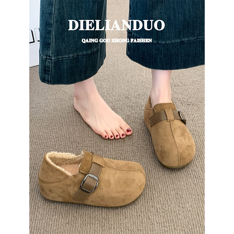 厚底内增高两穿勃肯鞋女款2025新款秋冬季加绒加厚保暖棉鞋子女鞋