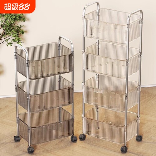 零食收纳盒置物架小推车落地移动多层化妆品柜子亚克力厨房高颜值