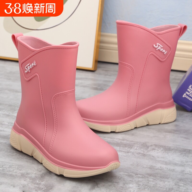 雨鞋女厨房防滑耐磨胶鞋外穿雨靴防水女士水鞋中筒加绒短筒加棉