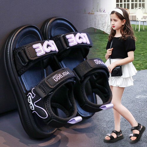 儿童凉鞋女孩沙滩鞋子春夏季新款软底防滑女童运动凉拖鞋宝宝露趾