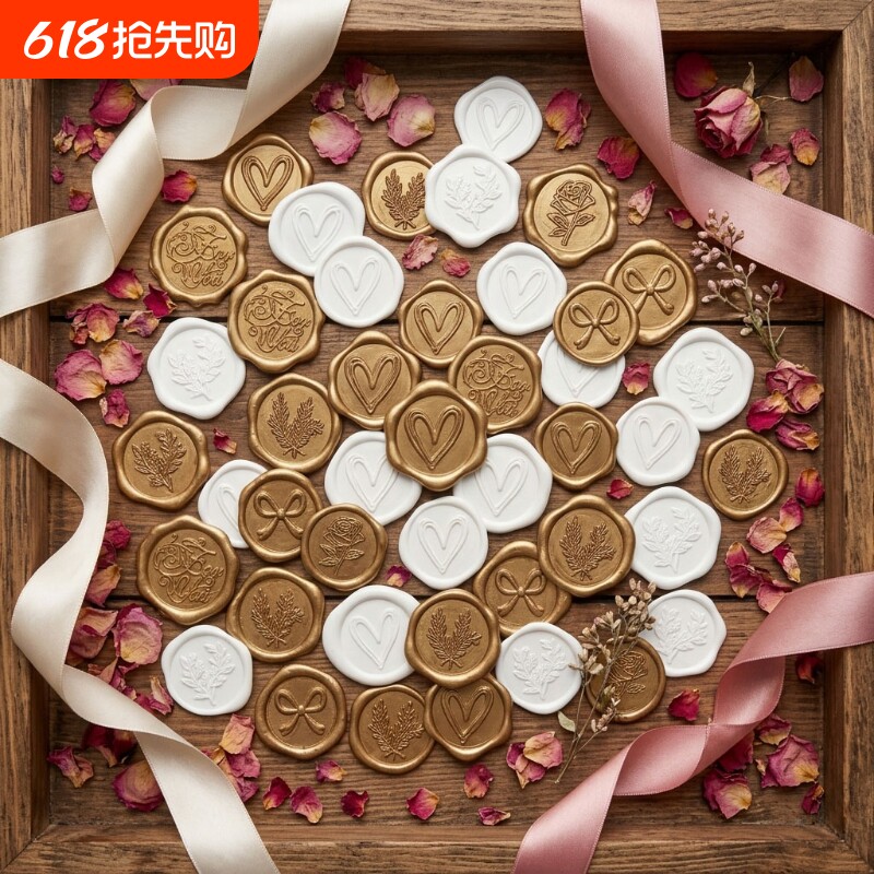 古铜色白色火漆印章成品复古信封封口火漆印章贴纸浮雕图案装饰DIY