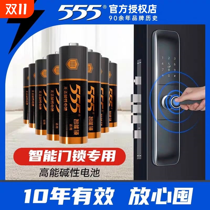 555碱性电池智能锁密码锁指纹锁5号智能门锁电子锁专用电池LR6碱性家用防盗门智能锁1.5V电池AA儿童玩具