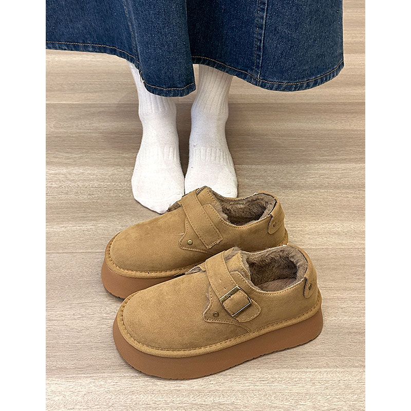 厚底雪地靴女加绒加厚2025新款冬季保暖女鞋勃肯鞋美拉德毛毛棉鞋