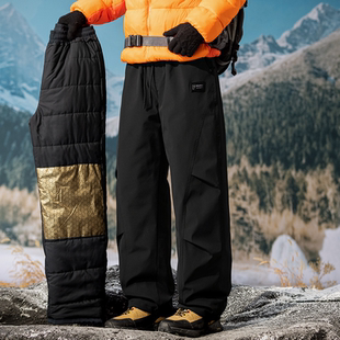 羽绒棉裤 滑雪运动休闲长裤 男士 款 子 加绒加厚保暖防风冬季 户外工装