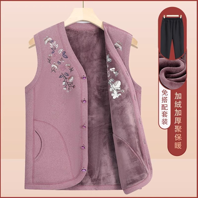 中老年无袖加绒秋冬季马甲