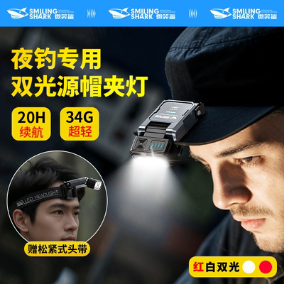 夜钓头灯帽夹灯钓鱼专用2025新款强光超亮头戴式充电感应超长续航
