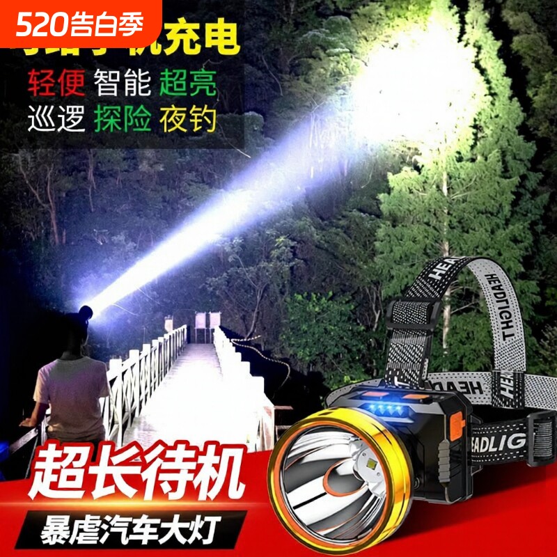 公牛适用头灯头戴式强光充电2026新款超长续航户外登山工地矿灯