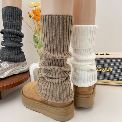 羊毛加厚保暖秋冬堆堆袜套中筒袜