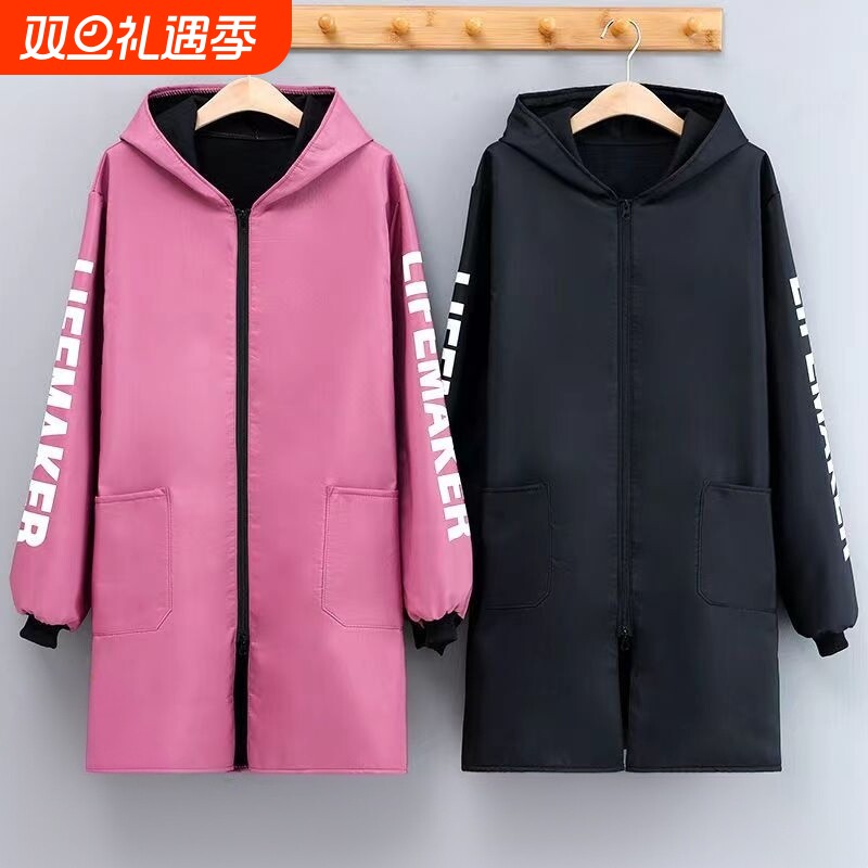 加绒防水厨房围裙防油中长款