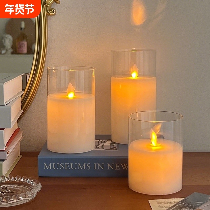 摇摆灯芯led电子蜡烛灯创意仿真蜡烛小夜灯ins卧室桌面装饰氛围