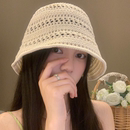 薄款 针织镂空渔夫帽女夏季 透气遮阳防晒盆帽显脸小水桶帽子潮夏日