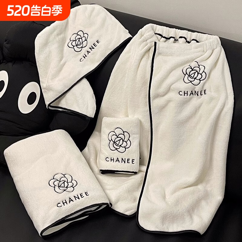 浴巾浴裙干发帽可穿裹三件套情侣家用毛巾女吸水洗澡巾男速干高级