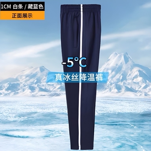 校服裤子男女春秋夏季薄款藏青色一道杠二条杠冰丝初小学生速干