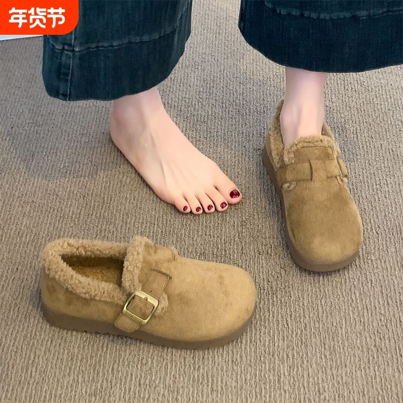 加绒勃肯鞋女2025新款爆款冬季豆豆棉鞋子保暖毛毛鞋一脚蹬雪地靴,女鞋,勃肯鞋/软木鞋,淘宝优惠券,粉丝福利购,淘宝优惠卷