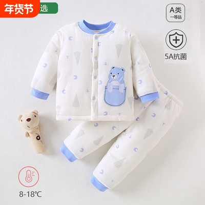 160g冬季婴儿夹棉连体衣a类纯棉新生儿宝宝哈衣加厚棉服爬服套装