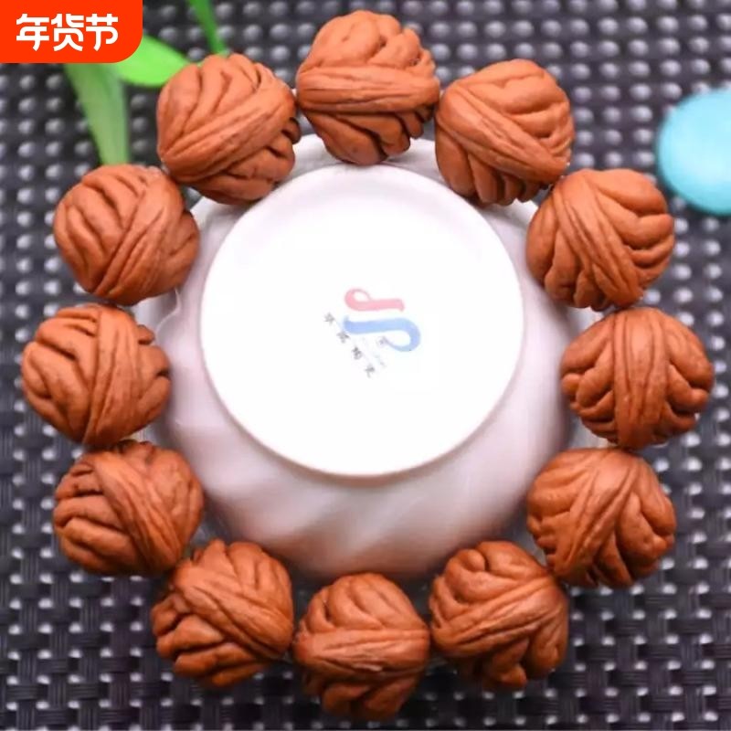 秦岭野外生龙纹桃核手串打底挂瓷霸王大肚文玩桃胡佛珠男金鱼肚