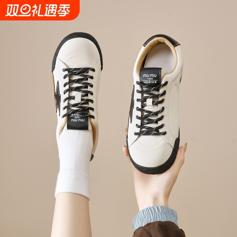 欧洲站2025夏款星星休闲板鞋女厚底真皮时尚百搭透气德训鞋欧货潮