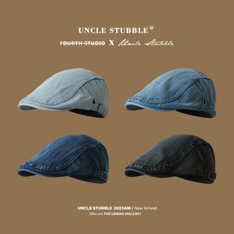 街头风画家前进帽男潮牌时尚日系牛仔帽子英伦风文艺复古报童帽子