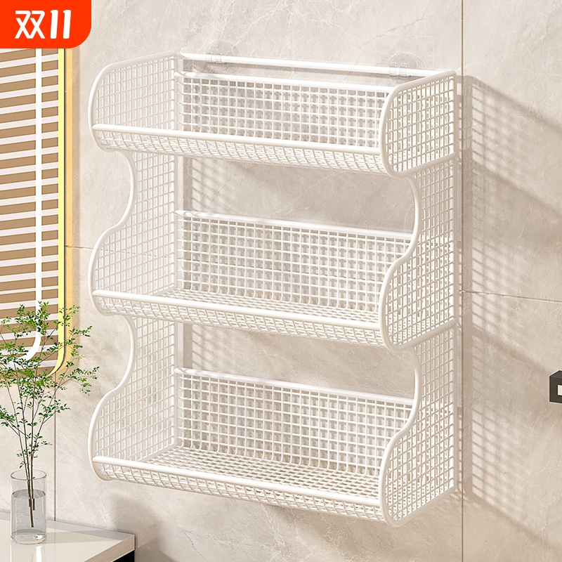 浴室壁挂收纳架洗漱用品收纳篮多层免打孔大容量铁艺卫生间置物架