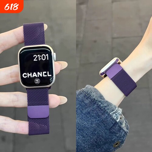 适用华为FIT4手表带fit3米兰尼斯watchfit4腕带梅紫色fit4pro渐变磁吸三四代女士新款智能手环金属夏天透气男