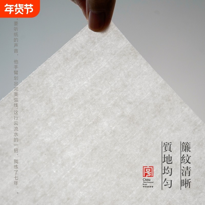 全熟全生高级书画纸半生半熟宣纸国画作品纸毛笔书法练习纸生宣纸花鸟画专用临摹纸练字四尺整张对开三尺四开