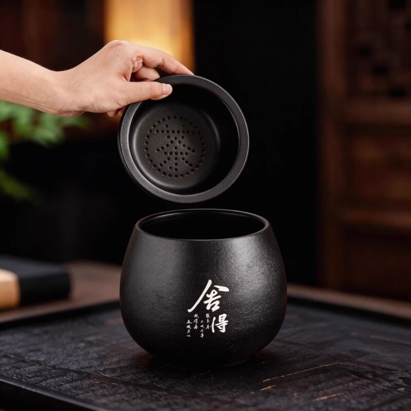 紫砂茶杯家用功夫茶主人杯茶碗个人专用品茗茶盏茶洗茶渣粗陶收纳