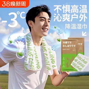 降温冰巾湿巾清凉去汗薄荷冰感运动擦脸提神挂脖吸汗纸巾冷感便携
