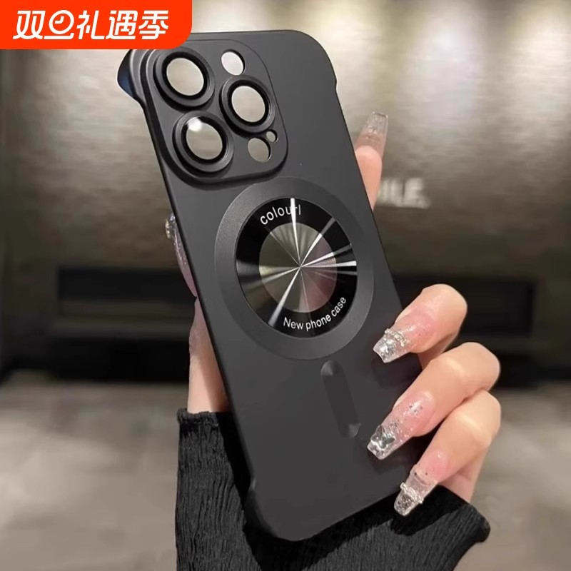 裸机手感无边框适用16苹果15proamx手机壳带镜头膜iPhone14promax漏标磁吸13新款12超薄pro磨砂高级感防摔套