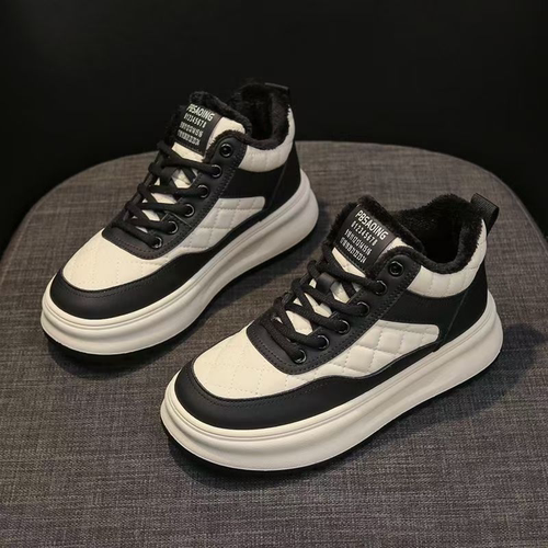 冬季加绒女鞋百搭厚底高帮保暖加厚软底棉鞋女运动板鞋女轻便防滑