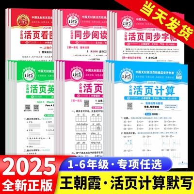 2025春王朝霞活页默写活页计算一二三四五六年级下册人教版语文数学英语北师苏教版计算能手默写句式小学生口算题卡专项训练天天练