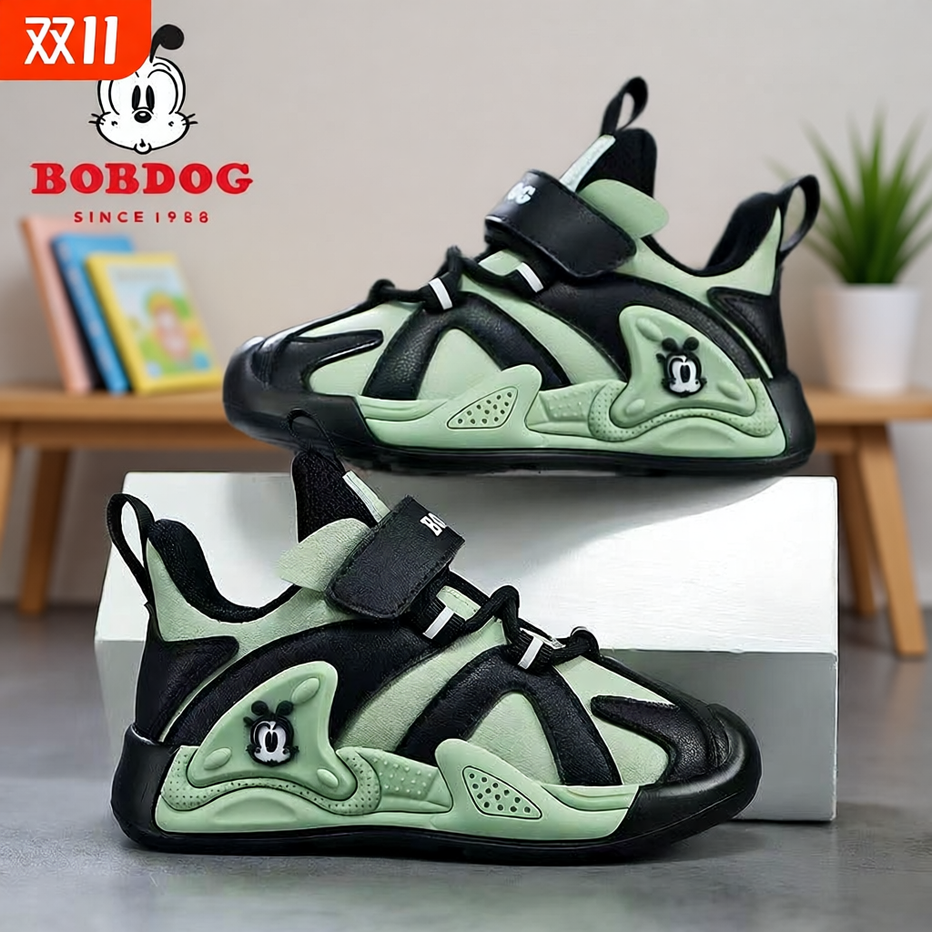 巴布豆男童鞋子皮面防水2025春秋新款男孩轻便防滑潮流儿童运动鞋