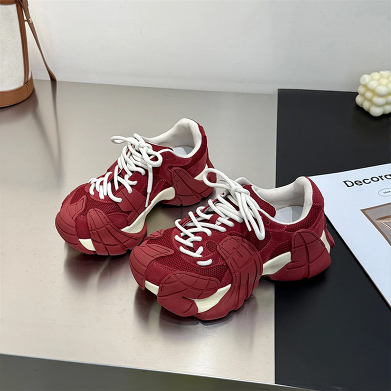 欧洲站八爪鱼老爹鞋女2025秋季新款真皮潮网面厚底休闲运动鞋轻便