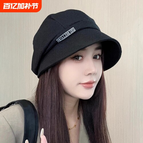 春夏新款三帽合一百搭鸭舌帽子女大头围渔夫帽褶皱堆堆显脸小盆帽