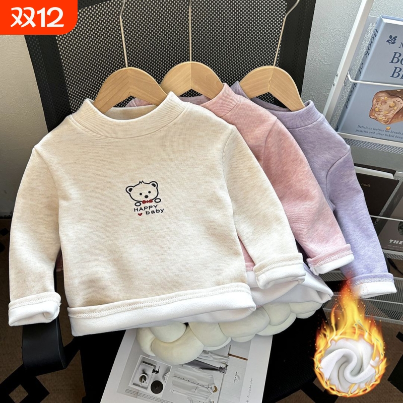 女童秋冬季加绒加厚打底衫T恤