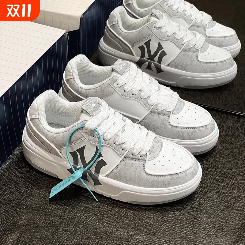 纽约休闲板鞋学院风舒适学长鞋洋基灰百搭厚底增高运动鞋男女鞋