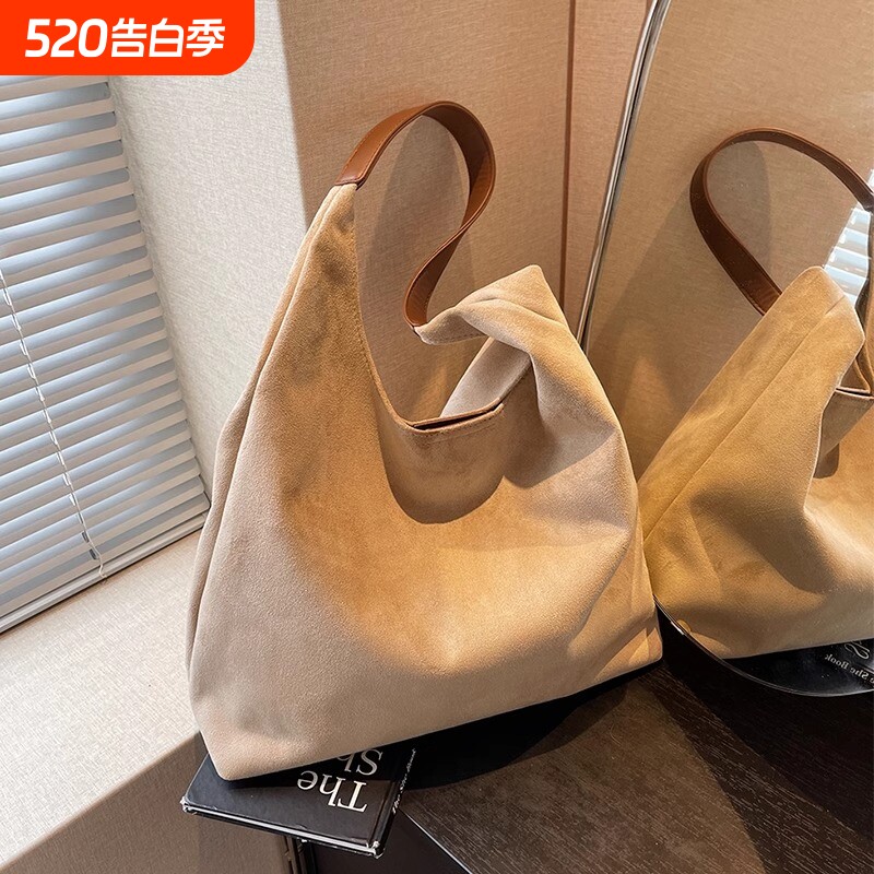 小众绒面通勤包包托特包女轻奢新款时尚大容量腋下包休闲百搭