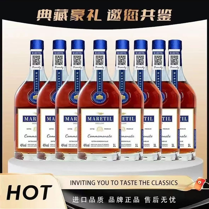 法国蓝蒂XO白兰地1L*6瓶整箱装 白兰地洋酒送礼蓝带洋酒