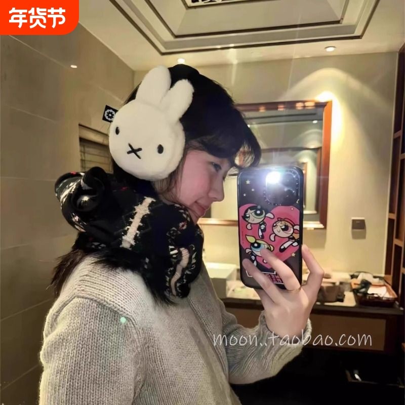 可爱毛绒兔子耳罩女生冬季保暖护耳防冻学生骑行耳包博主同款耳套,服饰配件/皮带/帽子/围巾,耳套,淘宝优惠券,粉丝福利购,淘宝优惠卷